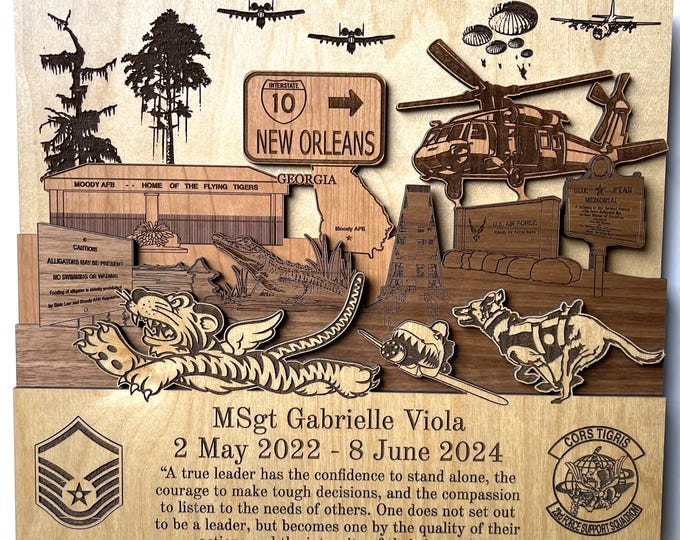 MOODY AFB Georgia 3D Wooden Name Plaque Air Force Army Marines Navy Space Force Veteran PCS Retirement Gift