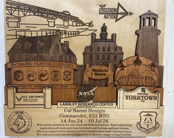 LANGLEY Air Force Base 3D wood Plaque Sign PCS Retirement gift Space Force Coast Guard Army Navy Marines Veteran