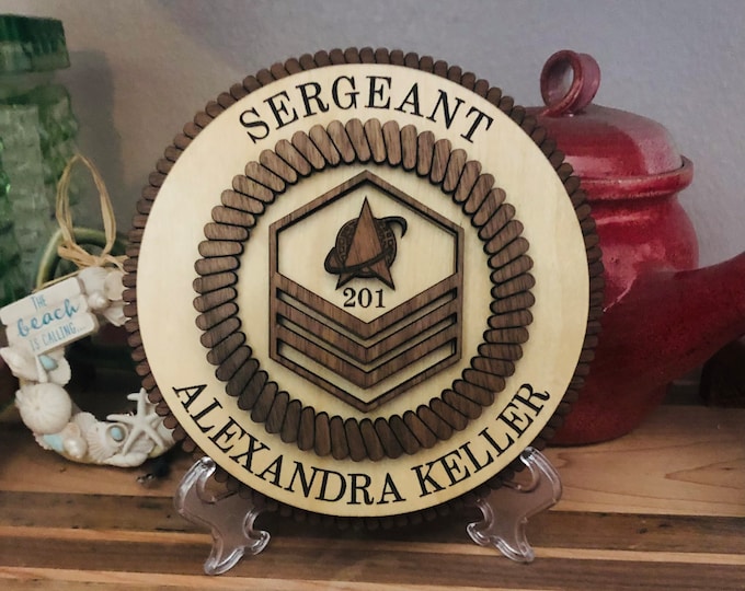 PROMOTION Space Force Rank Wood Plaque Sign, Personalized Promotion Award Veteran PCS Retirement Walnut Wooden Plaque Sign