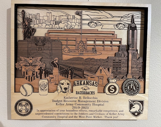 WEST POINT Military Academy 3D Wooden Name Plaque Air Force Army Marines Navy Space Force Veteran PCS Retirement Gift