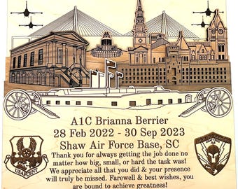 SHAW AFB 3D Wooden Name Plaque Air Force Army Marines Navy Space Force Veteran PCS Retirement Gift