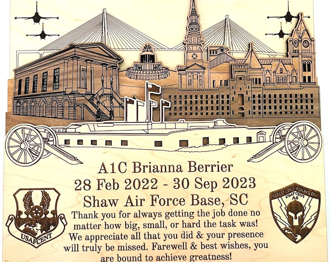 SHAW AFB 3D Wooden Name Plaque Air Force Army Marines Navy Space Force Veteran PCS Retirement Gift