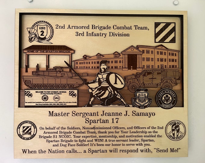 Fort Stewart Georgia 3D Wooden Plaque Army Air Force Marines Navy PCS Retirement Veteran Gift Customized Personalized