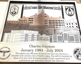 Ft. Sam Houston 3D Wall Plaque PCS Retirement Gift Air Force Navy Marines veteran