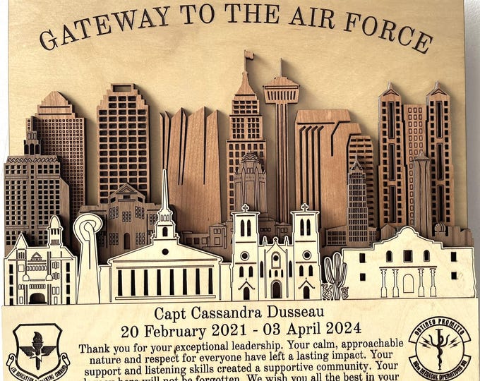 LACKLAND MILITARY Joint Air Force Base San Antonio Texas 3-D Wood Plaque Sign, Family Name Sign, PCS Retirement Gift