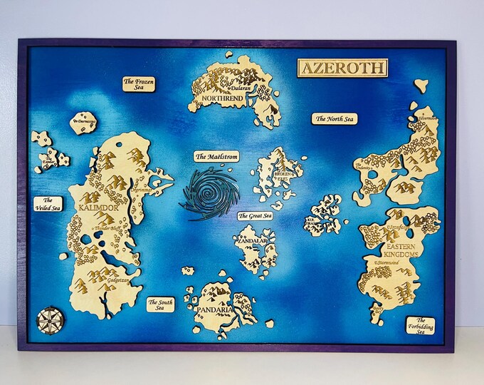 World of Warcraft Azeroth WOW 3D Map wall hanging