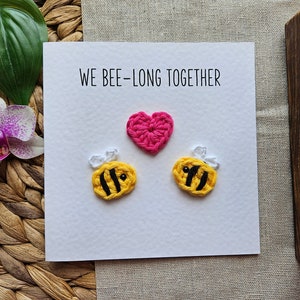We bee-long together - Glückwunschkarte, Gratulation, Liebe, Freundschaft, Hochzeit, Jahrestag, Beziehung, Biene, Grußkarte, Vintage