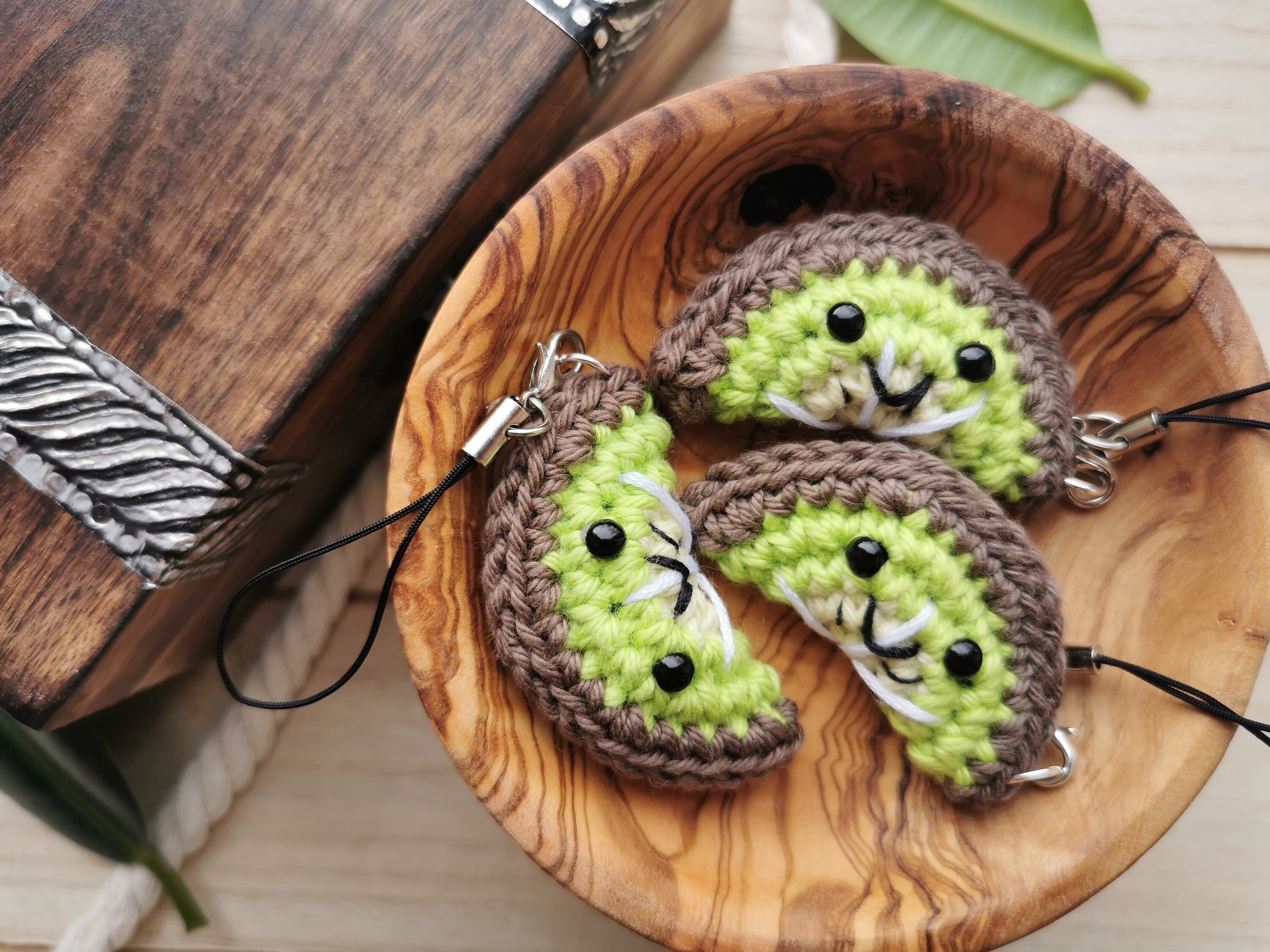 Kawaii Kiwi Keychain Crochet Kiwi Slice Squishy Amigurumi Etsy