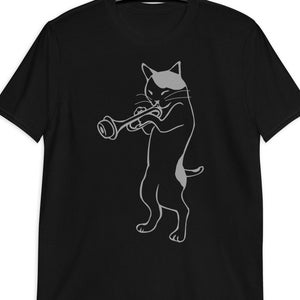 Trumpet Player T-Shirt, Trumpetist Cat, Cat Playing Trumpet Tee, Jazz TShirt, Trumpetist Gifts, Trumpet Gift, Unisex Men Women T-Shirt