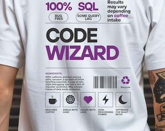 Code Wizard Coding Shirt Funny Geek Gift Computer Science Gift Funny Coding Shirt Software Engineer Gift, Coder Shirt, Computer Geek Shirt