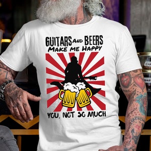 Camiseta de guitarra, camiseta de guitarra e cerveja, camiseta engraçada com citações de guitarra, presentes de guitarra, camiseta engraçada para guitarrista, presentes para guitarristas, camiseta retrô
