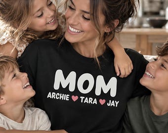 Custom Parent Shirt with Kids Names, Personalized Mom Shirt , Custom Family Name Tee, Gift for Mom, Dad, Grandma, Grandpa, Gift for Partent
