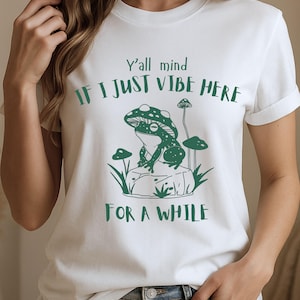 Y&#39;all Mind If I Just Vibe Here For A While Shirt, Funny Frog Shirt, Meme Shirt Y2k, Kids Humorous Shirt, Funny Gifts for Boyfriend Shirt