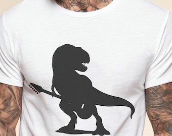 Guitar T-Shirt, Guitarist T-Shirt, Dinosaur Guitar Tee, Guitarist Gifts, Guitar Gifts, T-Rex T-Shirt, Dinosaur Playing Guitar Shirt, Unisex