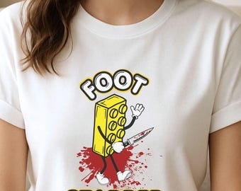 Bauklotz Shirt Lustig Geek T-Shirt Bauklotz Geschenke Retro Spielzeug Shirt Foot Stabber Humorvolles T-Shirt 80er Jahre Nostalgie Shirt
