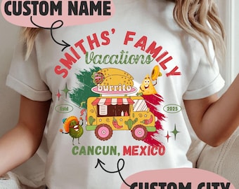 T-shirt personnalisé pour des vacances en famille au Mexique, T-shirt assorti pour un voyage en famille au Mexique, T-shirt pour adulte, bébé et enfant