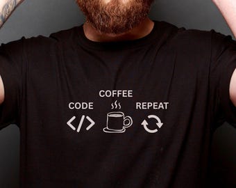 Code Coffee Repeat Shirt: Funny Programmer Gift, Software Engineer Tee