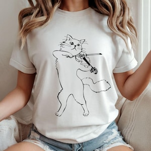 Violin Cat T-Shirt: Musician Gift, Unisex Tee