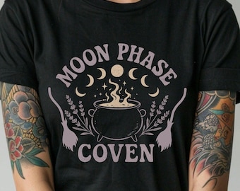 Celestial Moon Phases Tee for the Modern Witch - Cottagecore Shirt for Moon Lover Gift Comfort Colors® Tee, Coven Shirt, Witchy Shirt