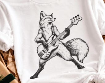 Fox Bass Player Shirt Bass Guitar Player Gift For Bass Player Bassist Gift Guitarist Shirt Gift for Band Member Christmas Gift Musicians