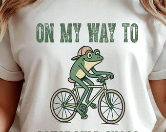 Op mijn manier om milde chaos te veroorzaken, retro grafische T-shirt kikker, grappig cadeau kikker minnaar, uniseks kikker T-shirt, shirt kikker