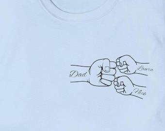 Custom Dad T Shirt Personalized New Dad Gift 1st Fathers Day Outfit Matching Family Shirts Dad and Kids Fist Bump Tee Fathers Day Gift Idea