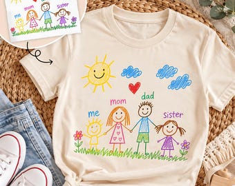 Custom Kids Drawing Shirt Personalized Gift for Parents Kids Scribble Shirt Custom Kids Drawing Tee Gift for Mom Personalized Grandma Gift
