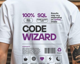 Code Wizard codering shirt grappig geek cadeau computer wetenschap cadeau grappig codering shirt software engineer cadeau, coder shirt, computer geek shirt