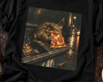 Funny Pizza Shirt Frog Tee Toad Shirt Goblincore Tee Weird Animal Shirt Frog Meme Shirt Weirdcore Tee Unhinged Meme Shirt