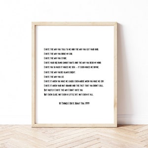 10 Things I Hate About You Printable - Kat Stratford
