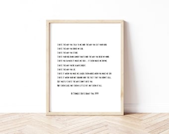 10 Things I Hate About You Kat Poem - Etsy