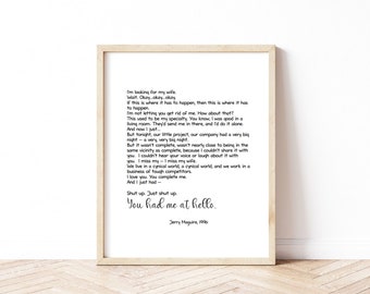 Jerry Maguire Printable - You Had Me at Hello