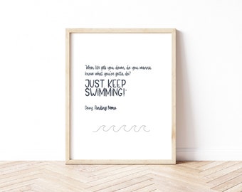 Finding Dory Inspired "just Keep Swimming" Wall Art Silhouette 11x17 - Etsy