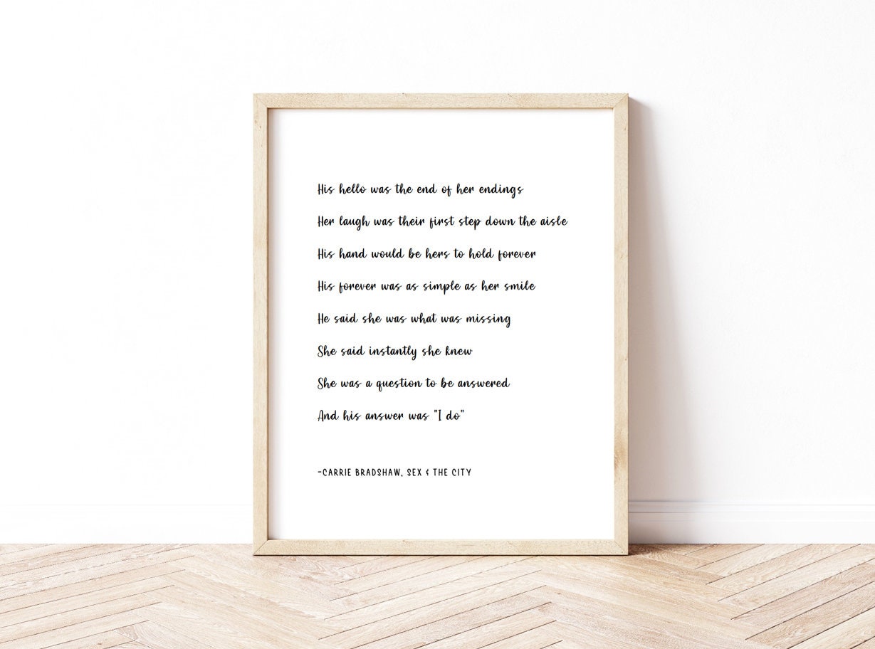 Sex And The City Printable Carrie S Poem Etsy