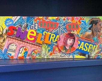 Kitsch mixed media collage vintage retro eclectic wall outsider art brut