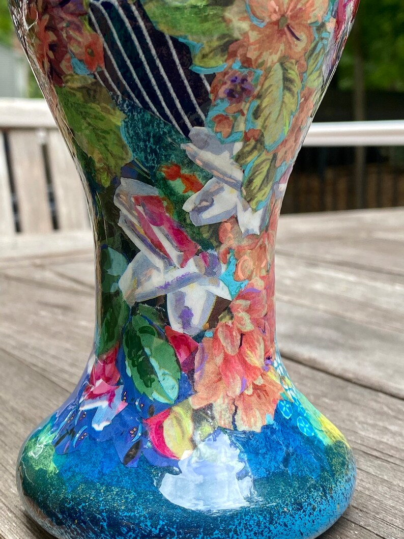 Unique Flower Vase Maximalist Artsy Decor Blue Green Pink Bud Etsy