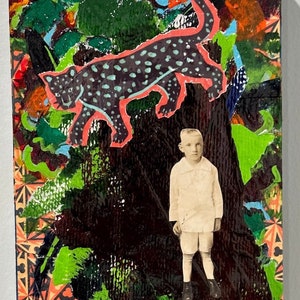 Mixed media collage outsider art fantasy art brut