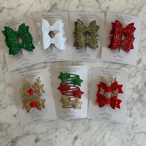 Christmas hair clips, Crocodile clips, Baby hair clips, Toddler hair clips, Girls Hair bow set, Pretty hair bows