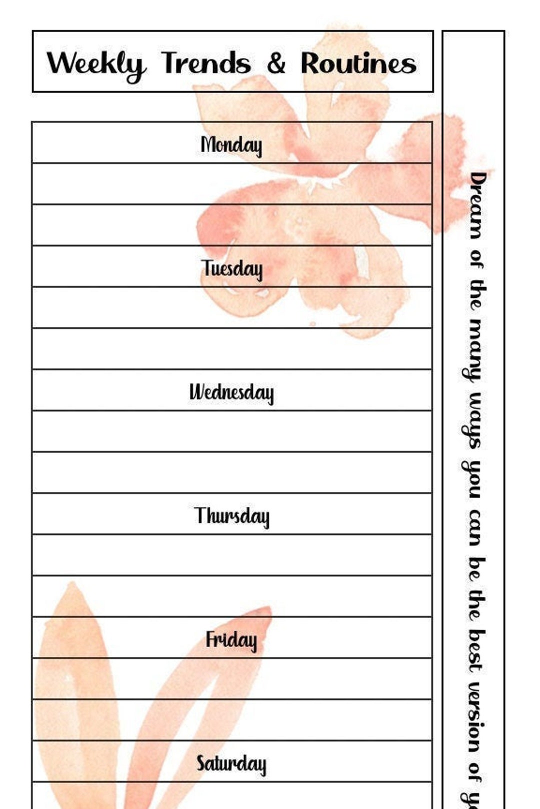 Weekly Trend Image Weekly Trend and Routine A5 Printable - Etsy