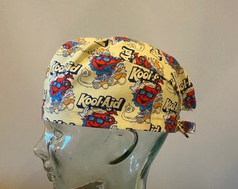 Kool-Aid Man on pale yellow Mens Surgical Cap/Scrub Cap/Scrub hat for men/scrub hats