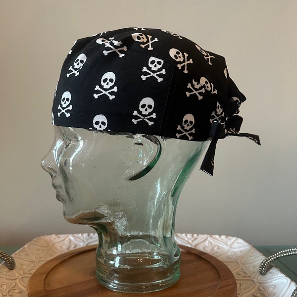 Skull and Crossbones Mens Surgical Cap/Scrub Cap/Scrub hat for men/scrub hats