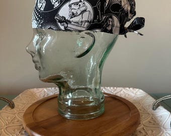 Black and White Surgical Scrub Cap: Men's Scrub Hat