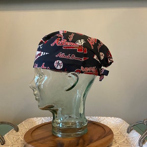 Handmade MLB Atlanta Braves Surgical Scrub Hats - Skull Do-Rag