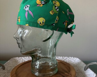 Cartoon Faces Men's Surgical Scrub Cap