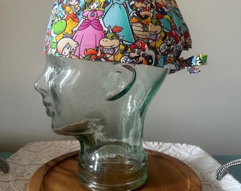 Mario Bros Surgical Scrub Cap: Nintendo Characters Print