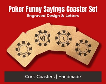 Poker Funny Sayings Coaster Set - Handcrafted Drink Coasters for Poker Lovers - Set of 4