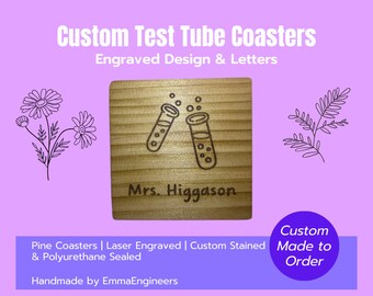 Custom Test Tube Coasters - Personalized Drink Coasters for Home Decor or Bar Accessories