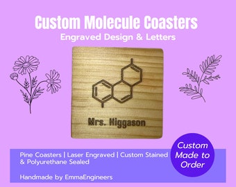 Custom Molecule Coasters - Personalized Chemistry Drink Mats