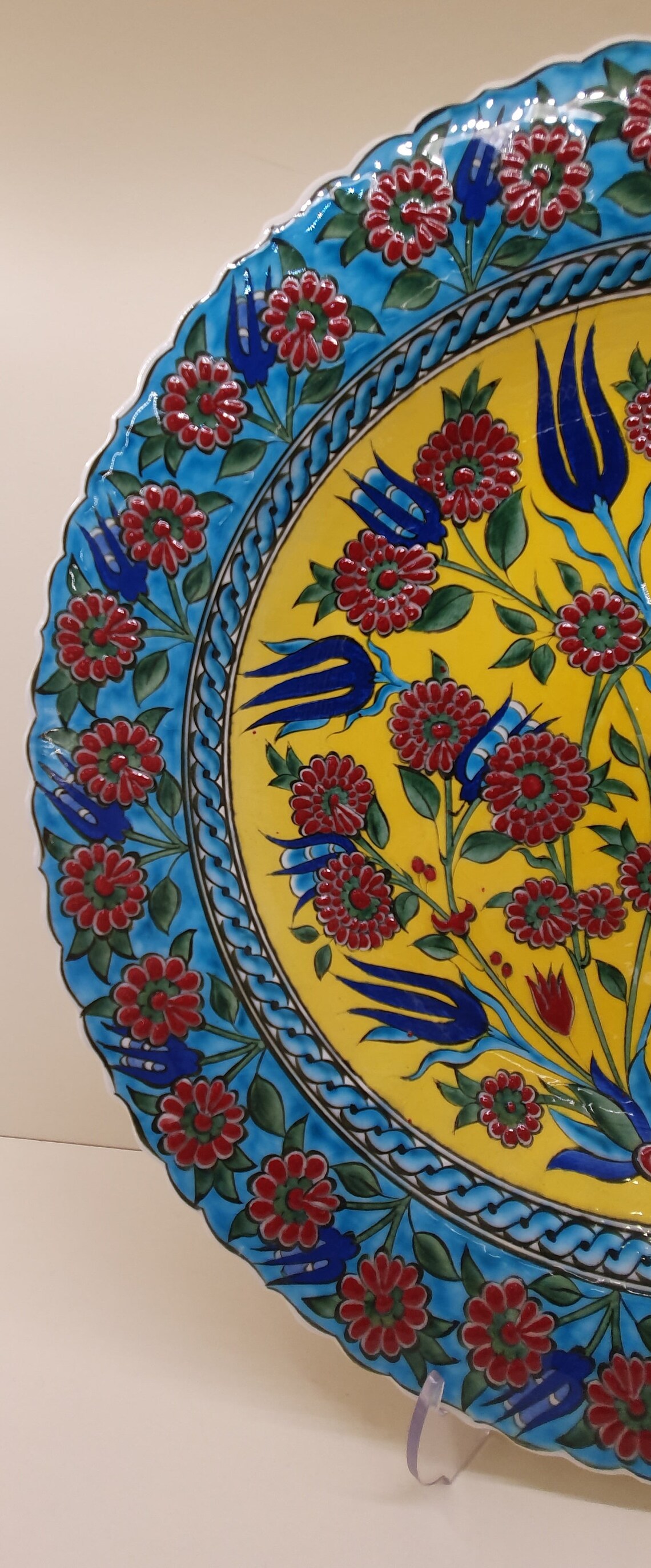 Large Decorative Hanging Plate Colorful Ceramic Wall Plate Etsy