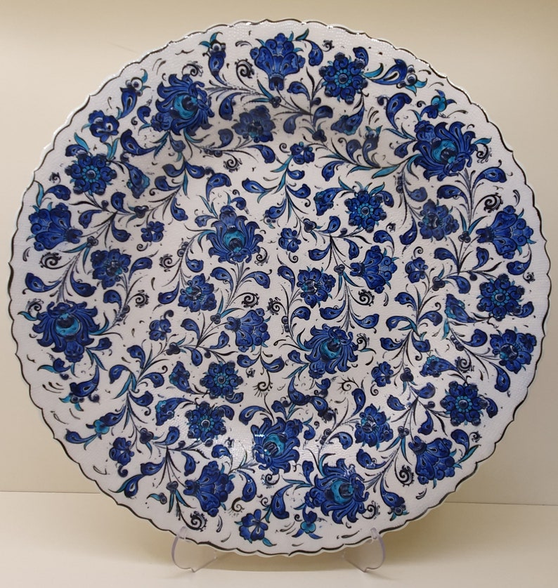 Decorative Turkish Plate Ceramic Plate Iznik Floral Design Etsy